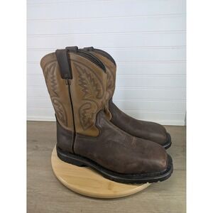 Laredo Mens 11EW Brown Leather Western‎ Work Boots Steel Toe 11" Dax